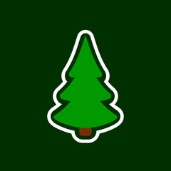Christmas Tree icon, Xmas fir sticker design template, vector illustration