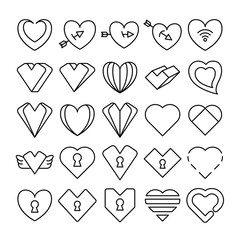 love heart icons line design