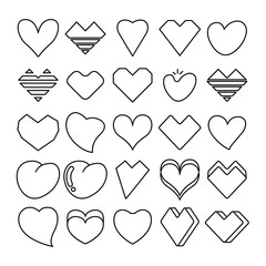 love heart icons line design