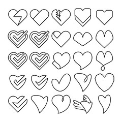 love heart icons line design