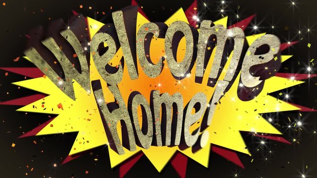 Whacky Animated 3D Cartoon style motion graphic banner of the words Welcome Home
