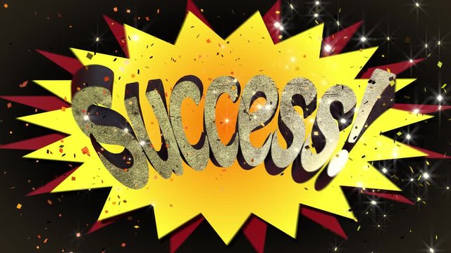 Whacky Animated 3D Cartoon style motion graphic banner of the word Success