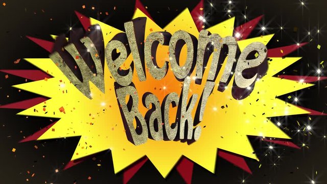 Whacky Animated 3D Cartoon style motion graphic banner of the words Welcome Back