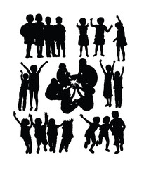 Happy Kids in school Activity, art vector silhouettes design