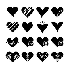 heart love icons vector set