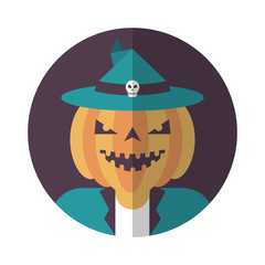 boy with halloween pumpkin costume