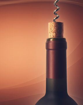 Naklejka Opening a bottle of wine