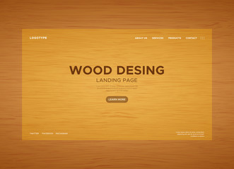 Wood design web page landing vector
