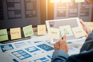 User Experience ux designer web smartphone layout.