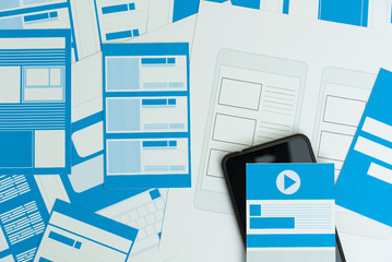Developing wireframe UX/UI mobile application design.