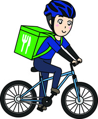 Naklejka premium 自転車でフードデリバリーする男性