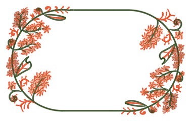 Awesome floral boarder frame for decoration isolated on white background. It's pastel color in Autumn theme whit tiny flowers that blooming around.