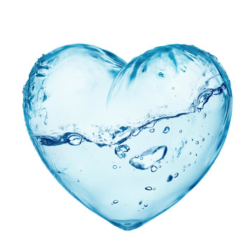 Heart from water splash with wave isolated on white