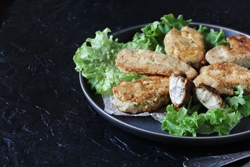 brains of a cow, a sheep or calf in fried in batter. dishes with offal. dish for Halloween. Keto diet dish. weird food