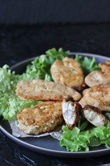 brains of a cow, a sheep or calf in fried in batter. dishes with offal. dish for Halloween. Keto diet dish. weird food