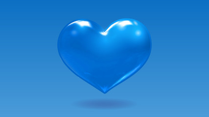 Blue shiney heart isolated on blue BG