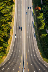Surreal vertical panorama of I80 highway in New Jersey made using the inception effect to achieve a mind bending distorted perspective.