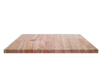 Empty brown wooden shelf isolated on white background. for montage of your product