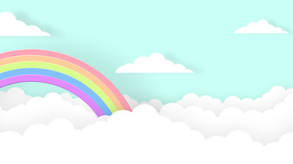 Abstract kawaii Colorful Sky rainbow background. Soft gradient pastel Comic graphic. Concept for wedding card design or presentation