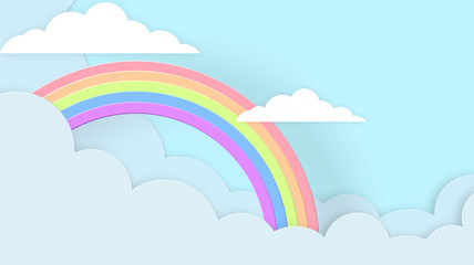Fototapeta premium Abstract kawaii Colorful Sky rainbow background. Soft gradient pastel Comic graphic. Concept for wedding card design or presentation