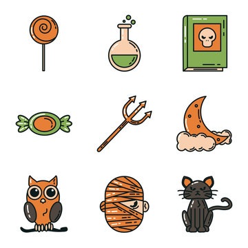 bundle of halloween set icons