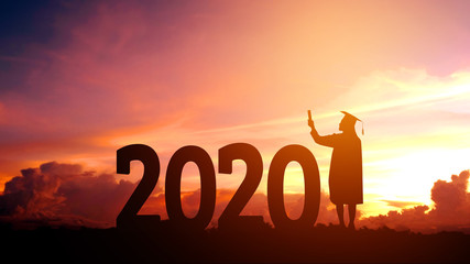 2020 New year Silhouette people graduation in 2020 years education congratulation concept ,Freedom...