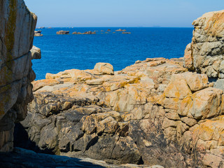 Incredible ocean coast near Plougrescant. Brittany. France