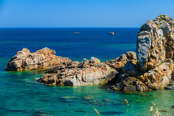 Obraz premium Incredible ocean coast near Plougrescant. Brittany. France
