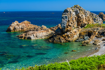 Obraz premium Incredible ocean coast near Plougrescant. Brittany. France