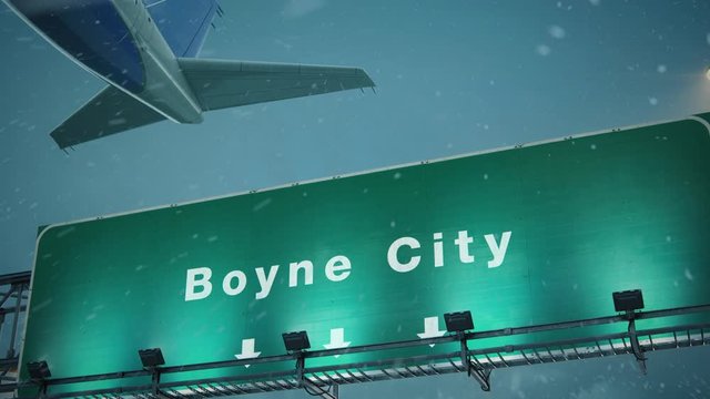Airplane Takeoff Boyne City in Christmas