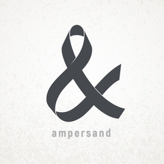 Ampersand. Elegant ribbon vector symbol on grunge background