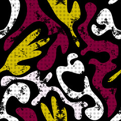 Abstract seamless pattern on a black background graffiti