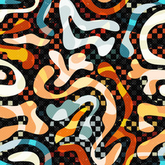 bright graffiti geometric seamless pattern grunge effect