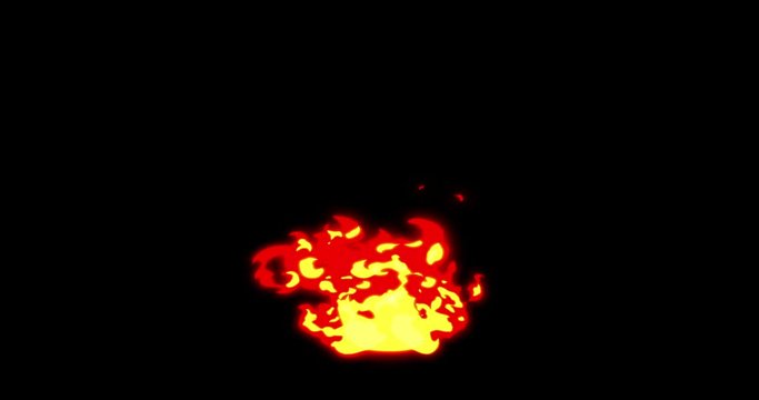 Middle Cartoon Flame Animation. Flame Animation shot from the middle. 2D Animation Cartoon Middle Fire 4k of Raging Flames