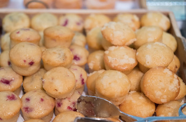 Muffins on table in buffet