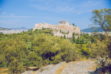 Fototapeta premium City Athens, Greece Republic. Acropolis and mountain. Sep 11 2019. Travel photo.