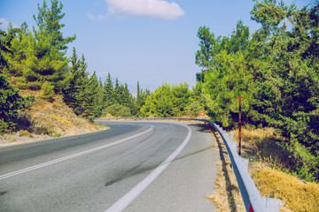 Fototapeta premium Greek Republic. Way and mountains, grass and trees. 13. Sep. 2019