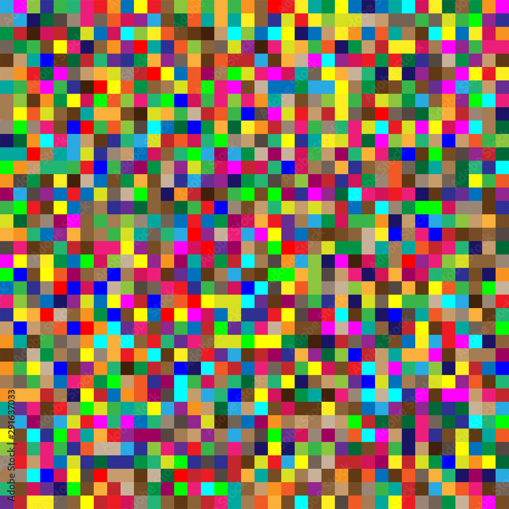 Poster seamless random squares, mosaic tiles pixelated, pixels colorful vibrant, vivid background / pattern. blocks repeatable pattern. checker, chequered grid, mesh. tessellation, cellular tileable texture