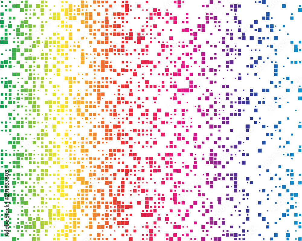 Poster squares pixelated, block pixels random mosaic pattern / background. fusion checkered grid, mesh. shuffle, diffuse scatter squares. clutter matrix. geometric jumble texture. fragmentation vector art
