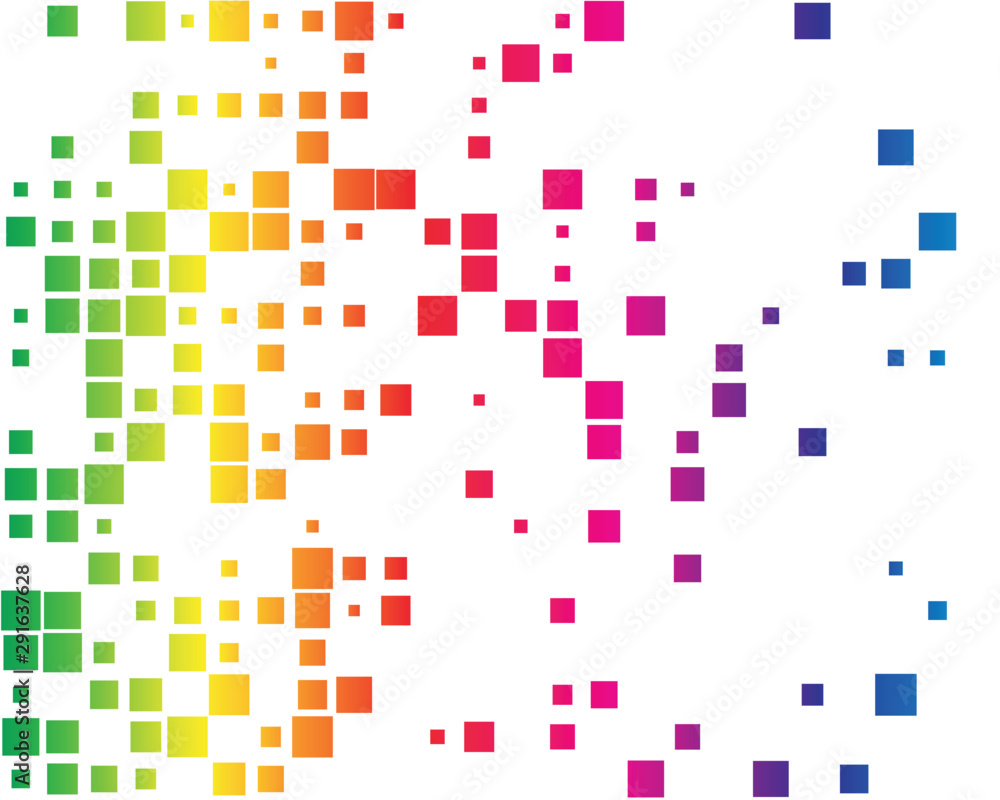 Poster squares pixelated, block pixels random mosaic pattern / background. fusion checkered grid, mesh. shuffle, diffuse scatter squares. clutter matrix. geometric jumble texture. fragmentation vector art
