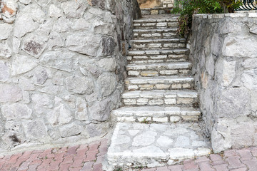 Staircase made of stone bricks as a background