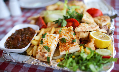 Dish with seafood and tomatoes