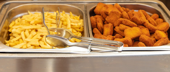 French fries and nuggets in the dining room