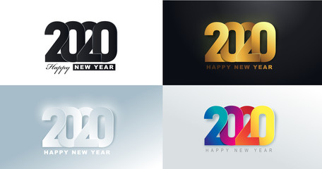 2020 Happy New Year background. 2020 number text design.Vector holiday illustration.
