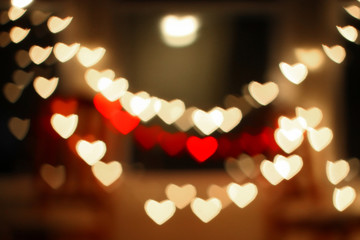 Heart bokeh background, Love Valentine day concept