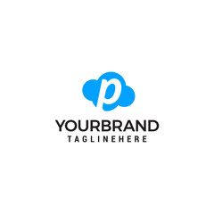 Obraz premium initial leter P cloud logo vector illustration design template
