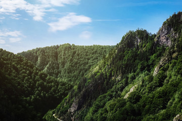 Picturesque view of beautiful mountains on sunny day