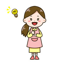 ひらめく女性　ポーズ　イラスト