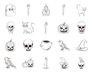 bundle of halloween set icons