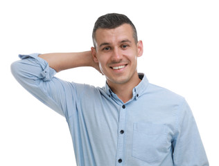 Portrait of handsome man on white background